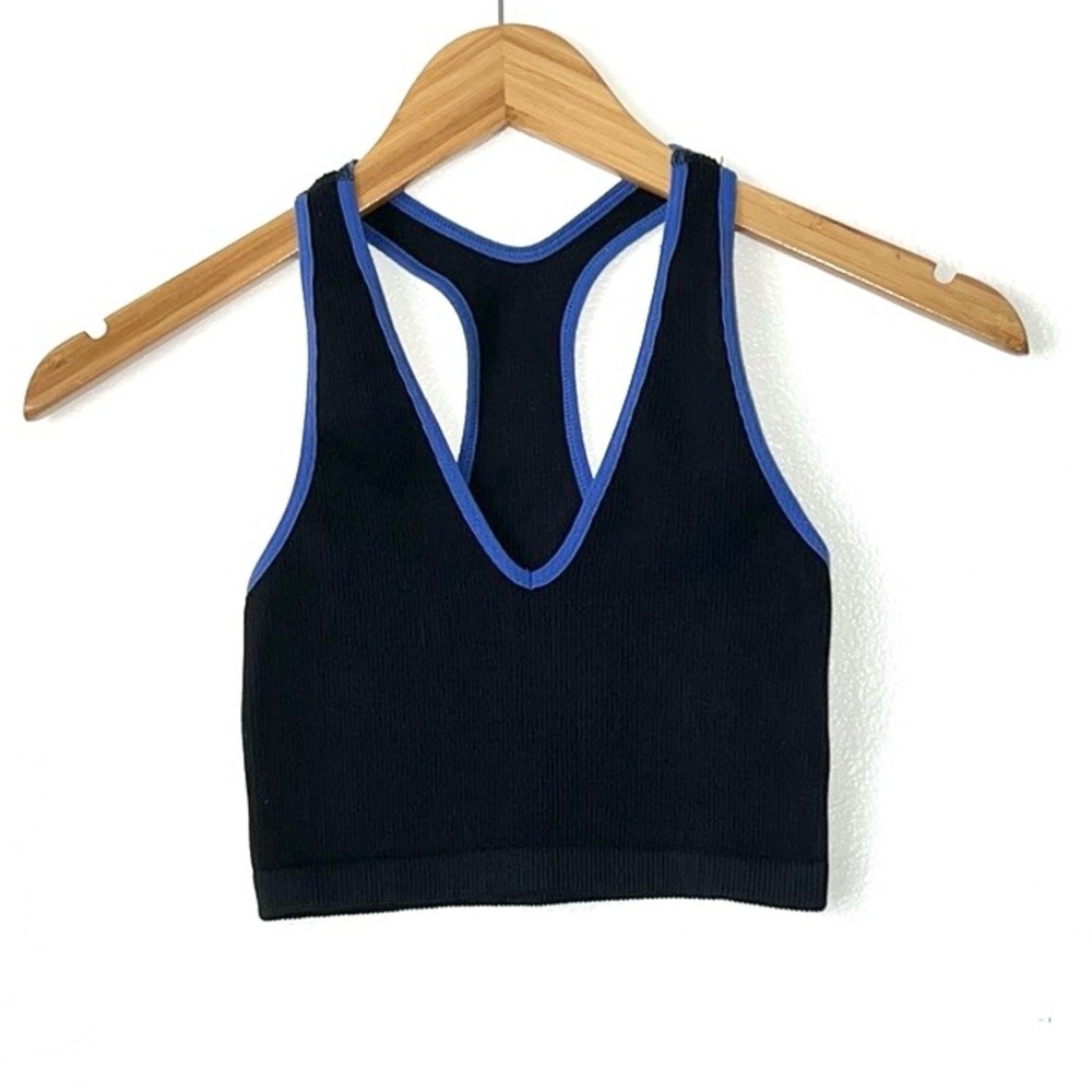 Free People Movement Tipped Free Ribbed Crop Tank Sport Bra - Picture 2 of 4